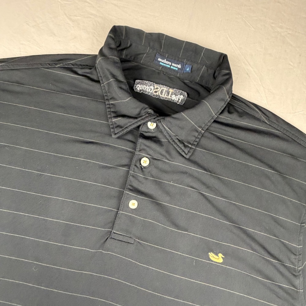 Southern Marsh Polo Shirt Mens XL Black Striped Performance Golf SAINTS DUCK